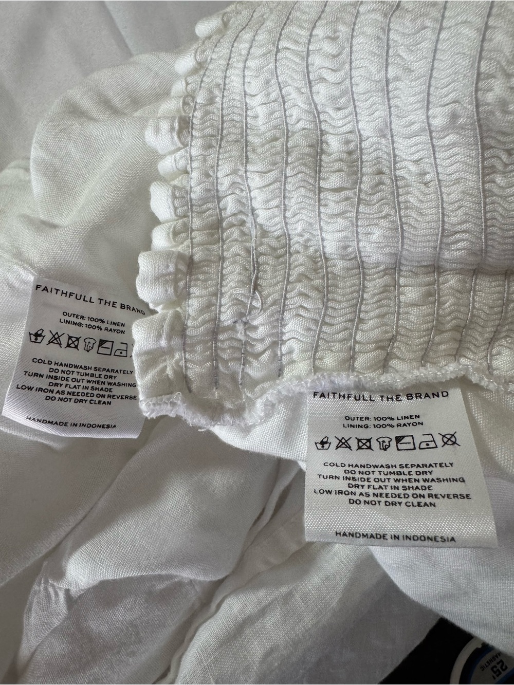 Faithfull the Brand White Linen Puff-SleeveTop Maxi Skirt/Set Size 4 - Picture 5 of 5